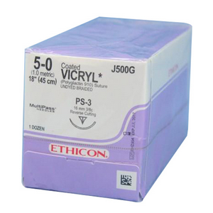 Johnsons and Johnsons Vicryl 5/0 PS-3 Undyed 45 cm, 12/Box Box