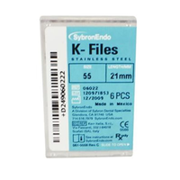 Livingstone K-Files, 21mm, No. 55, Stainless Steel, Colour-Coded, 6/Pack Box