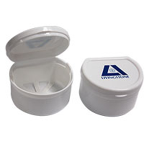 Livingstone Denture Cup with Hinged Lid