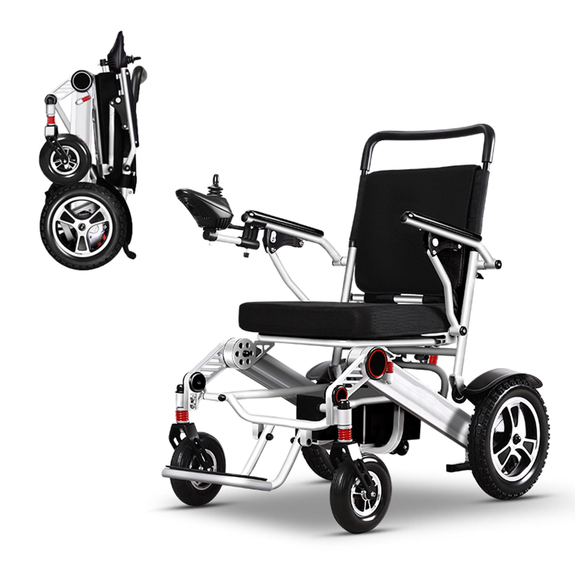 Livingstone Power Electric Wheelchair, 107 x 64.5 x 97 cm, Max. Capacity: 120kg, Lightweight, Lithium Batteries, Black & Silver, Each