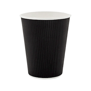 Livingstone Corrugated Paper Cup For Norwest Hospital, 237ml/8oz, Hot & Cold Biodegradable Triple Wall Black, 25 Pieces/Pack, 20 Pack/Carton Carton