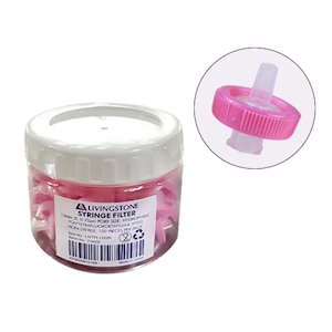 Livingstone Syringe Filter, 13mm Diameter, 0.22um Pore Size, Polytetrafluoroethylene (PTFE), Hydrophilic, Non-Sterile, Loose Each