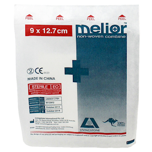 Melior Combine Dressing Pad, 9 x 12.7 cm, Nonwoven, Cotton Filled, Sterile, Single Pack Loose Each
