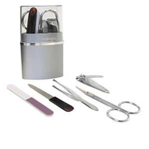 Manicare 5 Piece Nail Manicure Set, Silver Storage Cylinder, Each Set