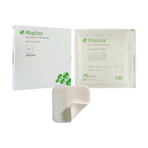 Mepilex Silicone Foam Dressing, 20 x 20cm, Self Adherent, 5 Pieces/Box Box