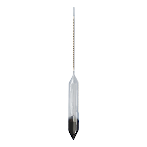Carlton Alcohol Hydrometer, 0 to 10, 0.2pct at 20degC, 335mm, Glass, Each Each