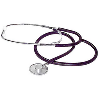 Nurse Stethoscope Single Head, Black Tube with Silver Flat Chest Piece, EACH Each