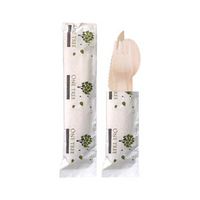 One Tree Wooden Cutlery Set, Knife, Fork, Spoon & Napkin, FSC Certified, 400 Sets/Carton Carton