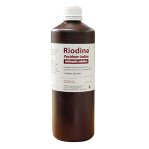 Out of Date, Riodine 10pct Povidone Iodine Antiseptic Water Based Solution, 500ml, Each, Original, Price Discounted, While Stocks last Bottle