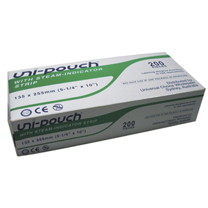 Uni-Pouch Sterilisation Pouch, with Colour Change Indicator, 135 x 255mm, 200/Box Box