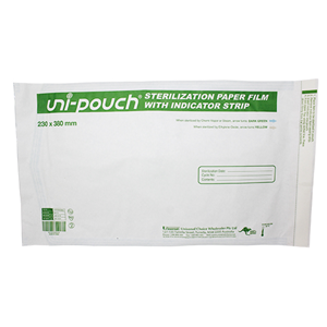 Out of Date, Uni-Pouch Sterilisation Pouch, with Indicator Strips, 230 x 380mm, Loose, Price Discounted, While Stocks last Each