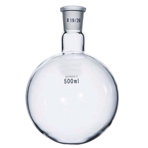 Flask, Round Bottom, 500ml, Short Neck, 19/26 Socket Joint, Borosilicate Glass, Mowbray, Each Each