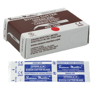 Out of Date, Swann Morton Stitch Cutters, Short, 100/Box, Original Unopened Condition, Price Discounted, While Stocks last Box