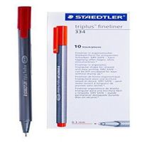 Staedtler Triplus Finelinr 3340.3mm, Flet Pen, 10/Box, Red Box
