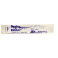 Livingstone Wooden Tongue Depressor, 150 x 17 x 1.6mm, Sterile, Disposable, Individually Packed, 100/Box Box