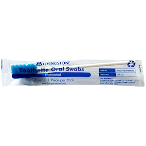 Livingstone Toothette Oral Mouth Swabs, Untreated, Blue, 1/Pack, 100/Box Box