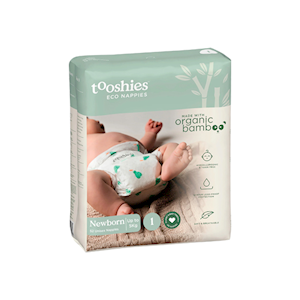 Tooshies Eco Nappies, with Organic Bamboo, Size 1 Newborn, 3-5kg, 52 Pieces/Pack Pack