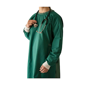 Theatre Wrap Surgical Gown, Long Sleeve, Reusable, Green, Large, Each Each