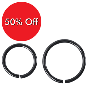 Black Steel Continuous Rings, 16GA x 12mm, Each