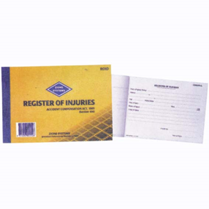 REGISTER OF INJURIES BOOK VICTORIA ZIONS EACH Each